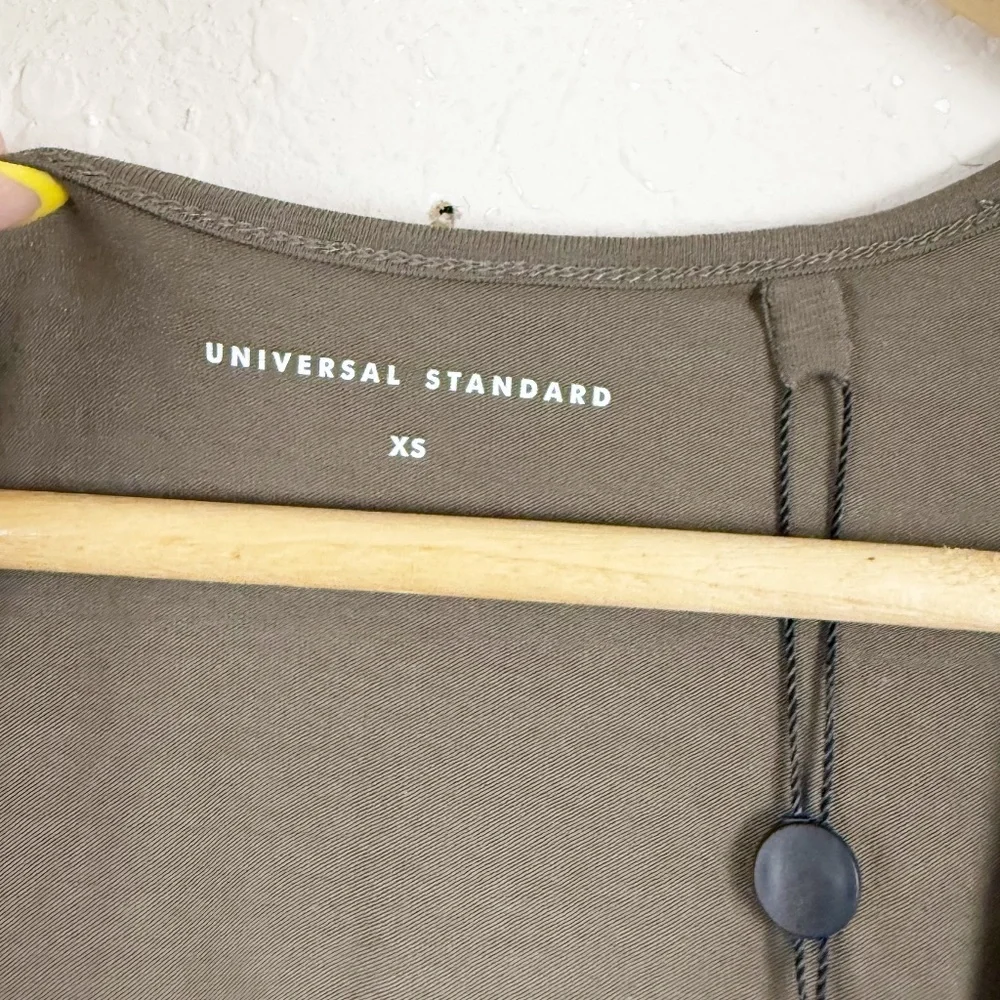 Universal Standard Iconic Geneva Cotton Green Asymmetrical Dress Size XS (10-12) - Picture 4 of 7